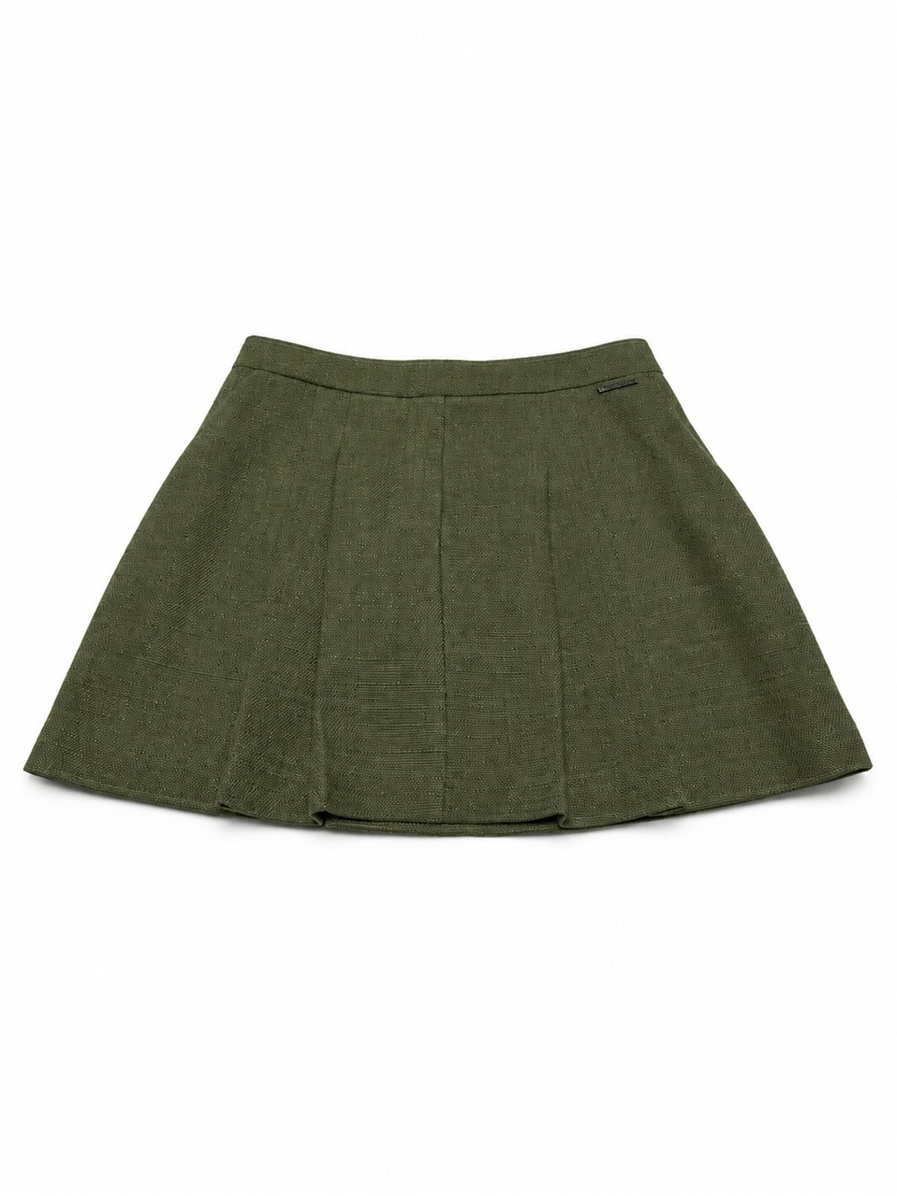 Kenneth Cole Olive Green Pleated Skort Size 2 Basketweave Tweed Mini Skirt Short